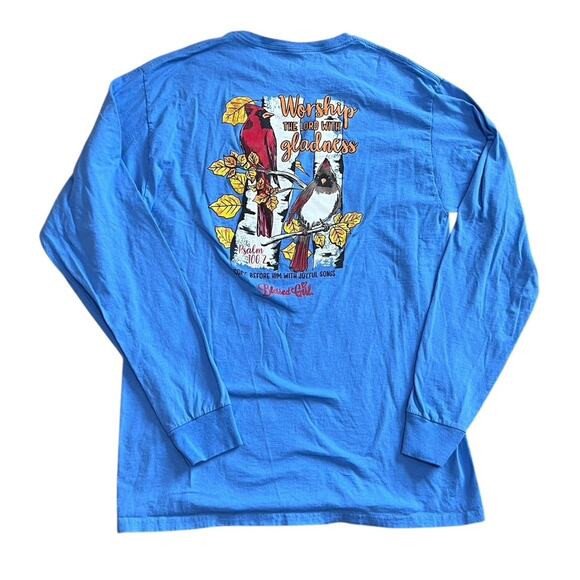 BLESSED GIRL Women's M Fall & Winter Blue Long Sleeve T-Shirt Lot of 2 PSALMS - Picture 4 of 9